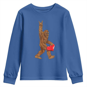 Bigfoot Heart Valentines Day Youth Sweatshirt Boys Men Kids Love Sasquatch Lovers TS10 Royal Blue Print Your Wear