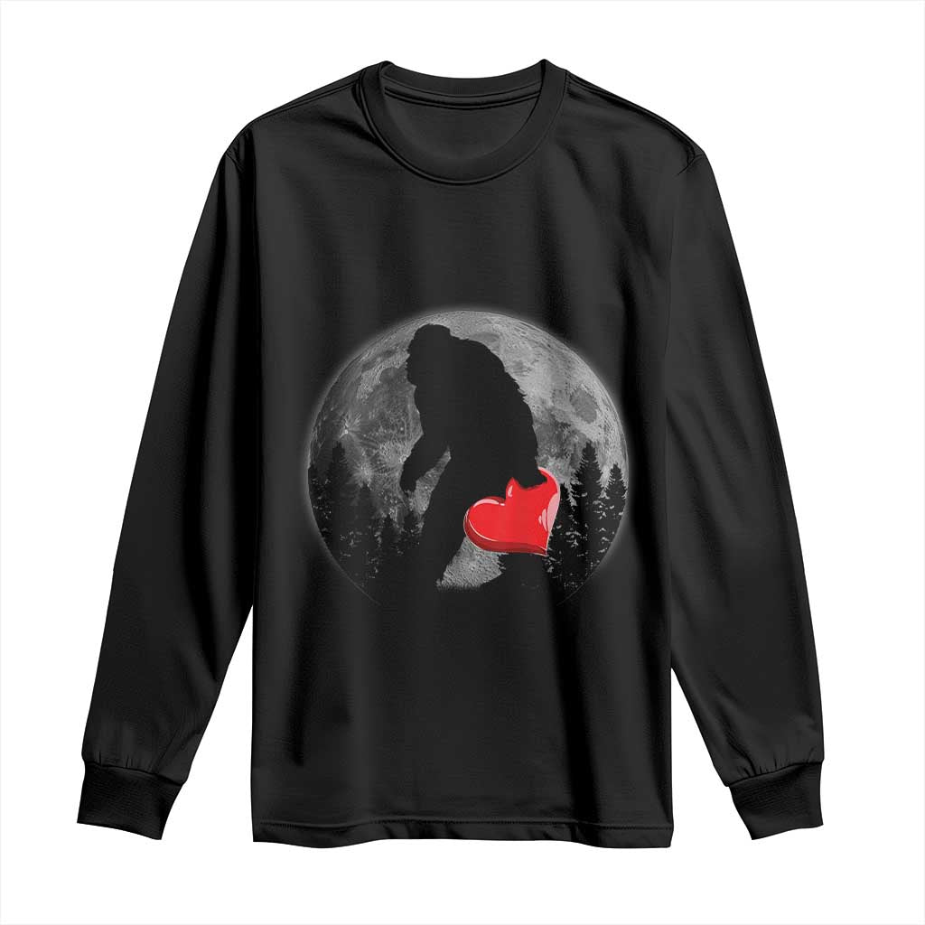 Bigfoot Heart Valentines Day Long Sleeve Shirt Funny Valentine Sasquatch Lovers TS10 Black Print Your Wear