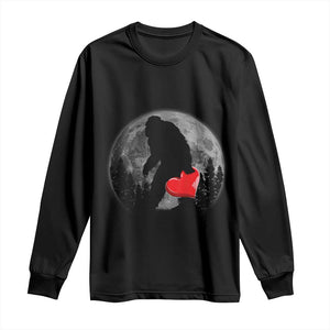 Bigfoot Heart Valentines Day Long Sleeve Shirt Funny Valentine Sasquatch Lovers TS10 Black Print Your Wear