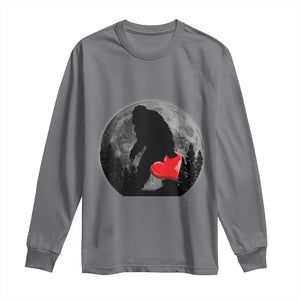 Bigfoot Heart Valentines Day Long Sleeve Shirt Funny Valentine Sasquatch Lovers TS10 Charcoal Print Your Wear