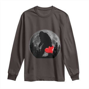 Bigfoot Heart Valentines Day Long Sleeve Shirt Funny Valentine Sasquatch Lovers TS10 Dark Chocolate Print Your Wear