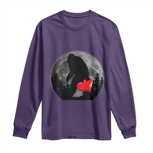 Bigfoot Heart Valentines Day Long Sleeve Shirt Funny Valentine Sasquatch Lovers TS10 Purple Print Your Wear