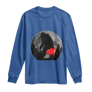 Bigfoot Heart Valentines Day Long Sleeve Shirt Funny Valentine Sasquatch Lovers TS10 Royal Blue Print Your Wear