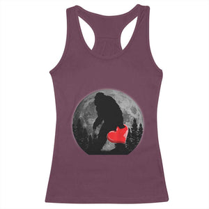 Bigfoot Heart Valentines Day Racerback Tank Top Funny Valentine Sasquatch Lovers TS10 Maroon Print Your Wear