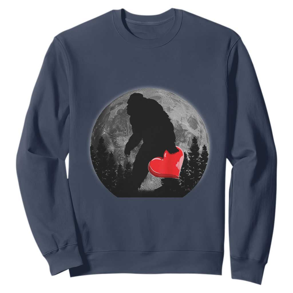 Bigfoot Heart Valentines Day Sweatshirt Funny Valentine Sasquatch Lovers TS10 Navy Print Your Wear
