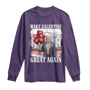 Happy Trump Valentines Day Long Sleeve Shirt Daddys Home White House 2025 Make Valentine Great Again TS10 Purple Print Your Wear