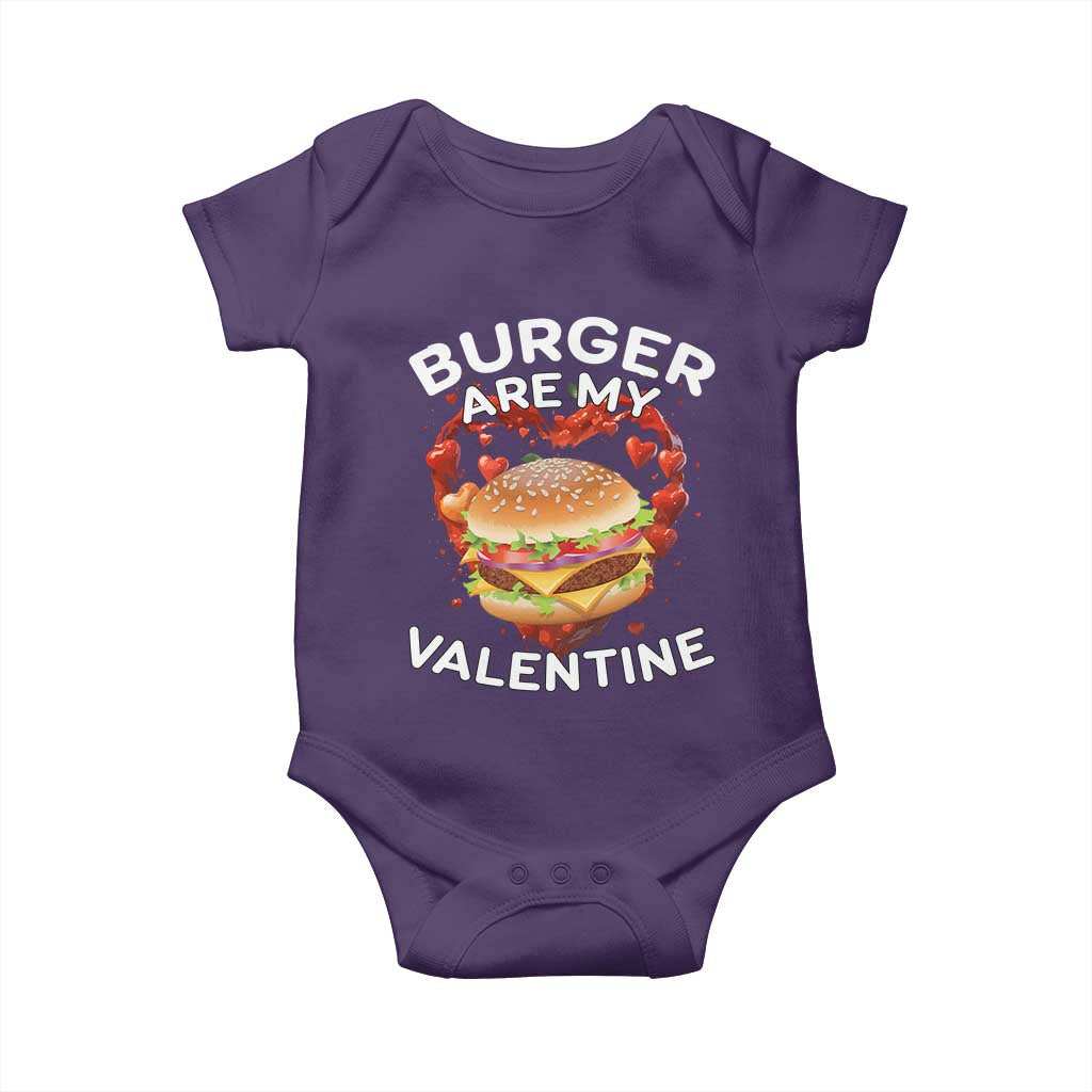 Burger Is My Valentine Funny Valentines Day Baby Onesie TS10 Purple Print Your Wear