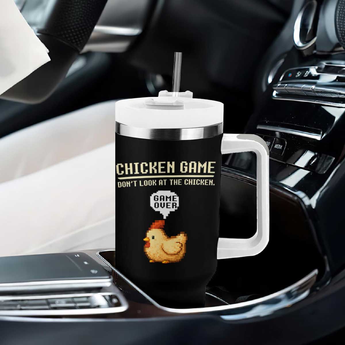 Funny Chicken Tumbler With Handle Game Dont Look At The Chicken TS10 Print Your Wear