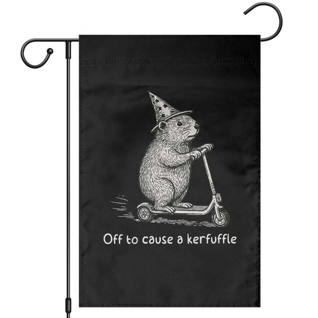 Funny Groundhog Off To Cause A Kerfuffle Garden Flag TS10 Black Print Your Wear
