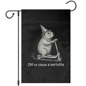 Funny Groundhog Off To Cause A Kerfuffle Garden Flag TS10 Black Print Your Wear
