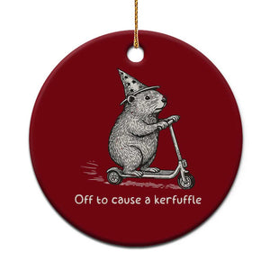 Funny Groundhog Off To Cause A Kerfuffle Ceramic Ornament TS10 1pc Red Print Your Wear