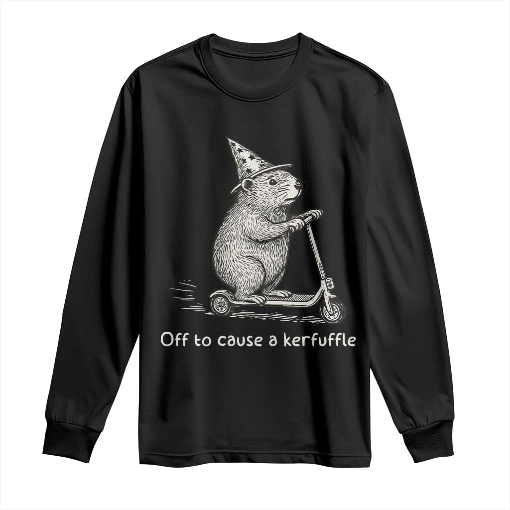 Funny Groundhog Off To Cause A Kerfuffle Long Sleeve Shirt TS10 Black Print Your Wear