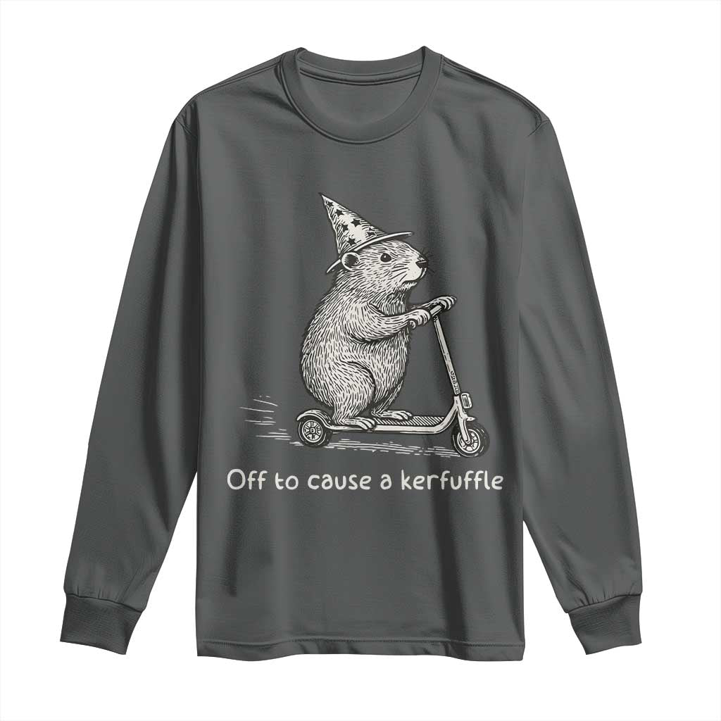 Funny Groundhog Off To Cause A Kerfuffle Long Sleeve Shirt TS10 Dark Heather Print Your Wear