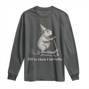 Funny Groundhog Off To Cause A Kerfuffle Long Sleeve Shirt TS10 Dark Heather Print Your Wear