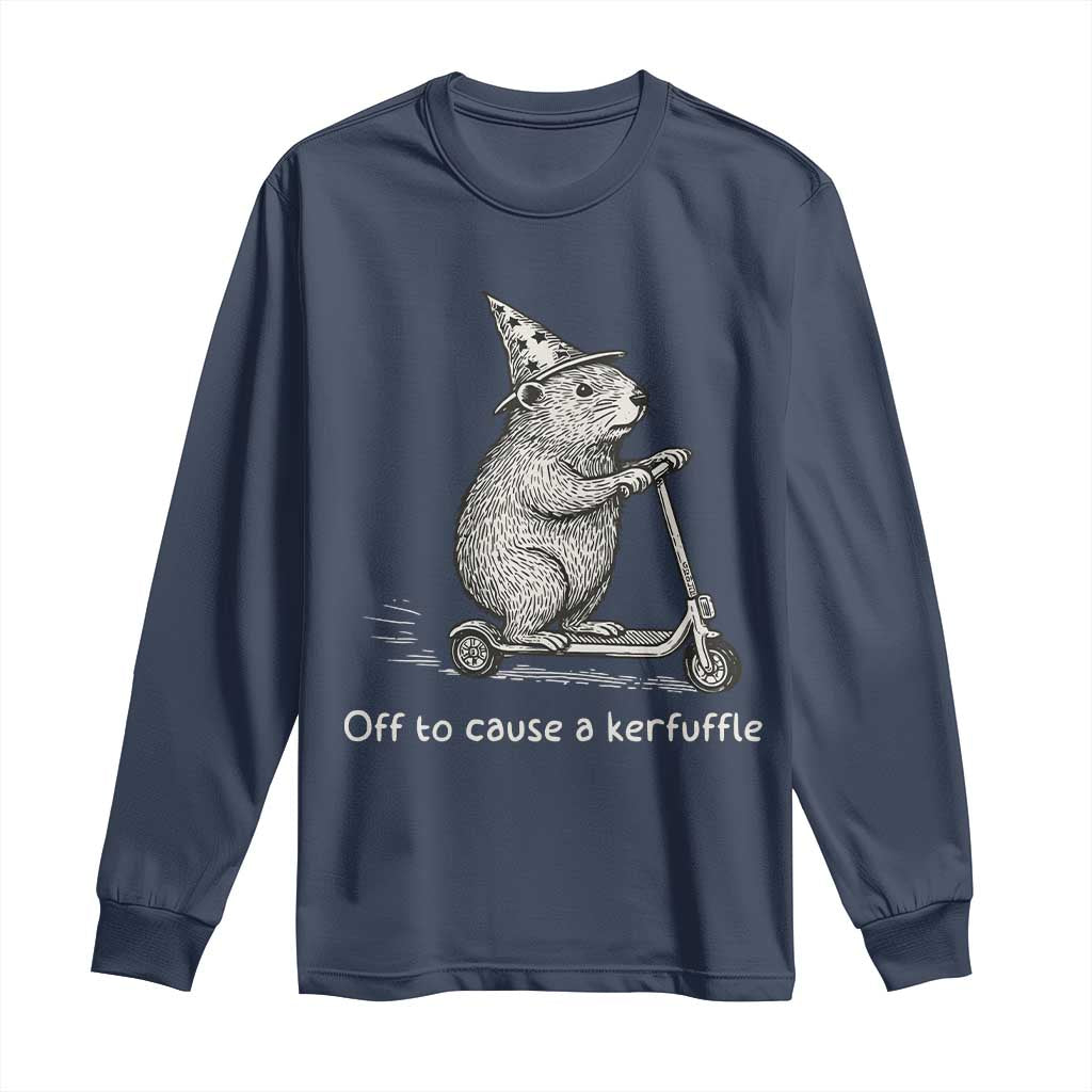 Funny Groundhog Off To Cause A Kerfuffle Long Sleeve Shirt TS10 Navy Print Your Wear