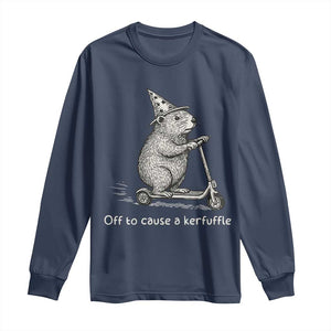 Funny Groundhog Off To Cause A Kerfuffle Long Sleeve Shirt TS10 Navy Print Your Wear