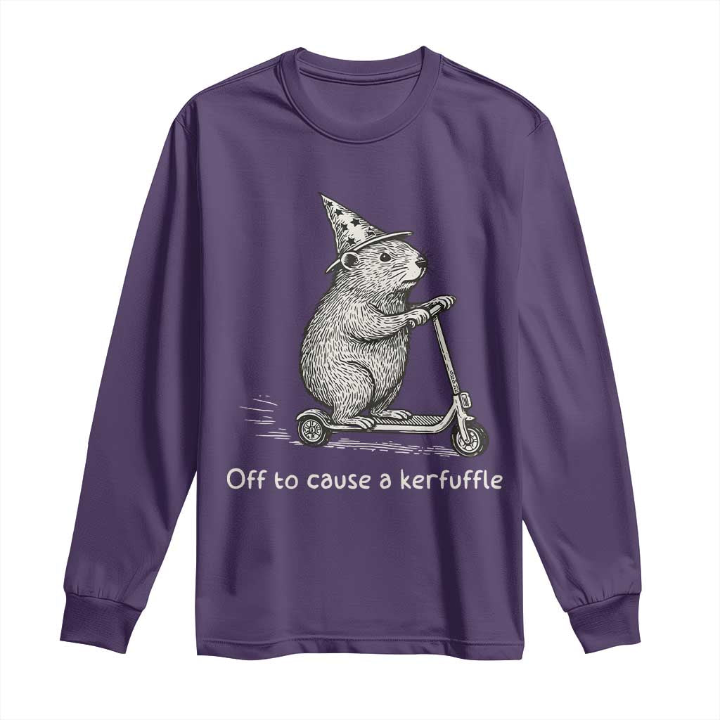 Funny Groundhog Off To Cause A Kerfuffle Long Sleeve Shirt TS10 Purple Print Your Wear