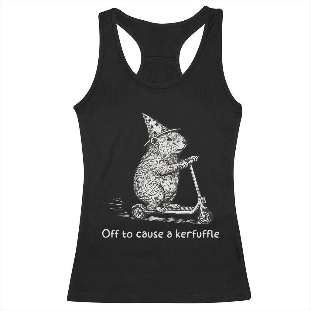 Funny Groundhog Off To Cause A Kerfuffle Racerback Tank Top TS10 Black Print Your Wear