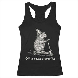 Funny Groundhog Off To Cause A Kerfuffle Racerback Tank Top TS10 Black Print Your Wear