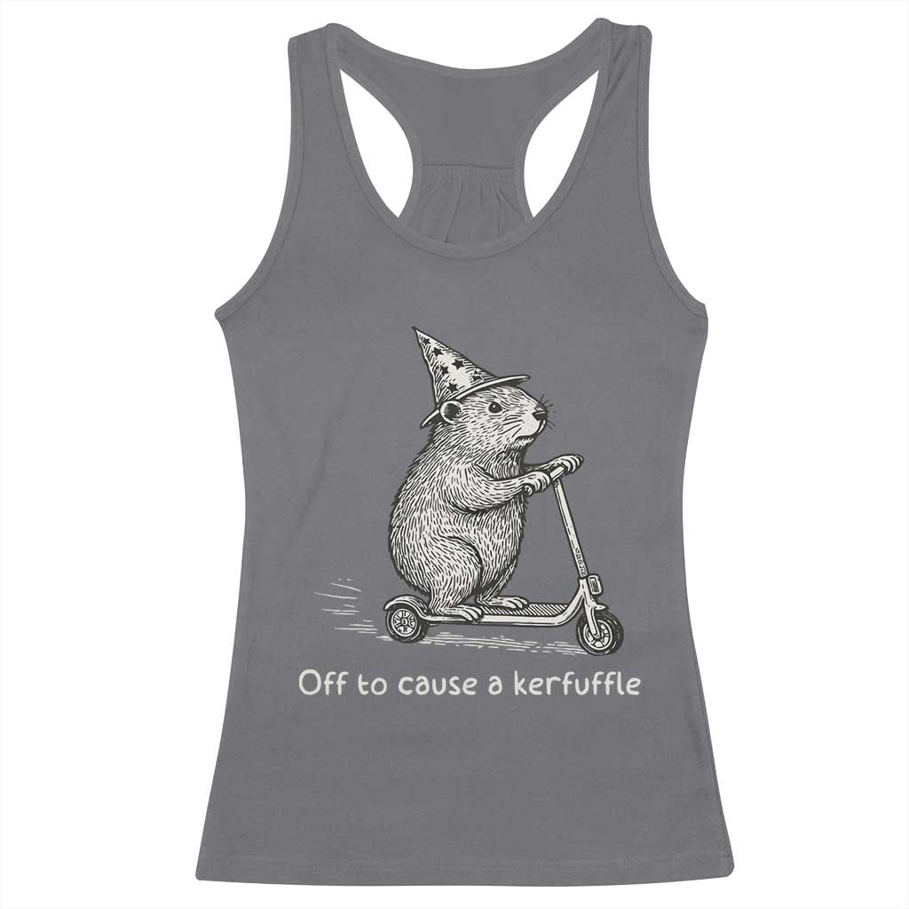 Funny Groundhog Off To Cause A Kerfuffle Racerback Tank Top TS10 Charcoal Print Your Wear