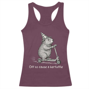 Funny Groundhog Off To Cause A Kerfuffle Racerback Tank Top TS10 Maroon Print Your Wear