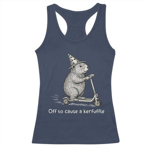Funny Groundhog Off To Cause A Kerfuffle Racerback Tank Top TS10 Navy Print Your Wear