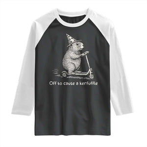 Funny Groundhog Off To Cause A Kerfuffle Raglan Shirt TS10 Black White Print Your Wear