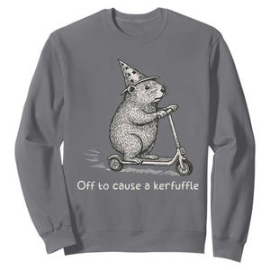Funny Groundhog Off To Cause A Kerfuffle Sweatshirt TS10 Charcoal Print Your Wear
