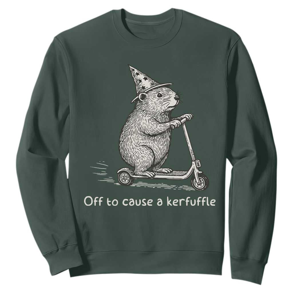 Funny Groundhog Off To Cause A Kerfuffle Sweatshirt TS10 Dark Forest Green Print Your Wear