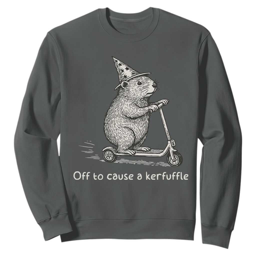 Funny Groundhog Off To Cause A Kerfuffle Sweatshirt TS10 Dark Heather Print Your Wear