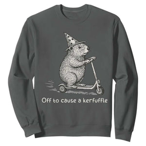 Funny Groundhog Off To Cause A Kerfuffle Sweatshirt TS10 Dark Heather Print Your Wear