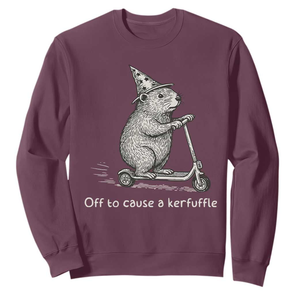 Funny Groundhog Off To Cause A Kerfuffle Sweatshirt TS10 Maroon Print Your Wear