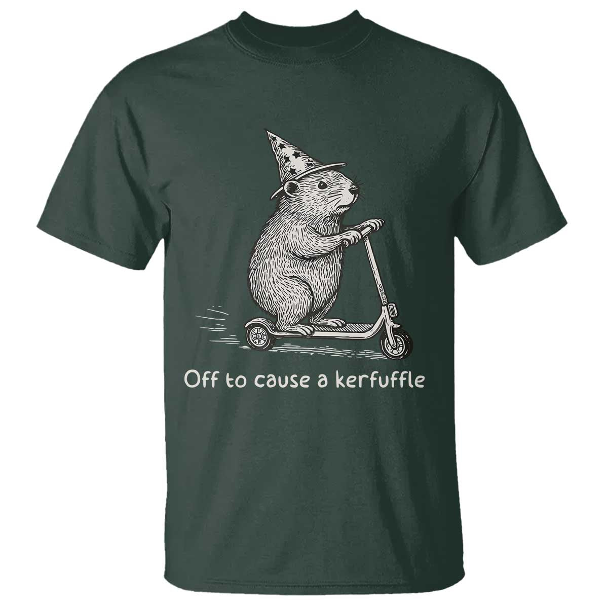 Funny Groundhog Off To Cause A Kerfuffle T Shirt TS10 Dark Forest Green Print Your Wear