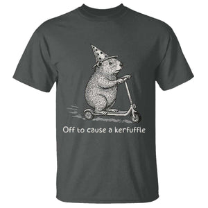 Funny Groundhog Off To Cause A Kerfuffle T Shirt TS10 Dark Heather Print Your Wear