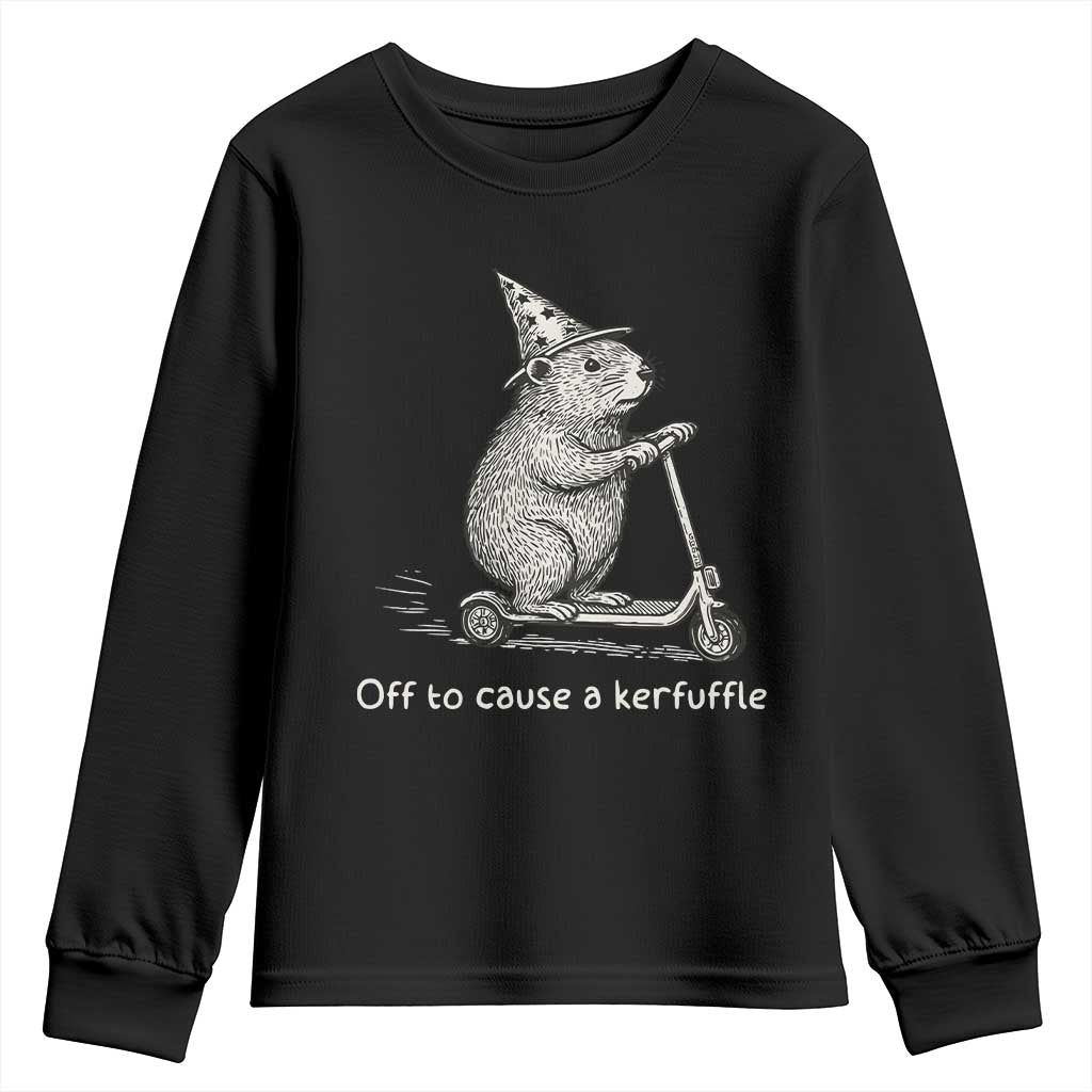 Funny Groundhog Off To Cause A Kerfuffle Youth Sweatshirt TS10 Black Print Your Wear