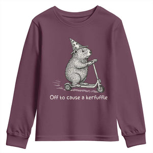 Funny Groundhog Off To Cause A Kerfuffle Youth Sweatshirt TS10 Maroon Print Your Wear