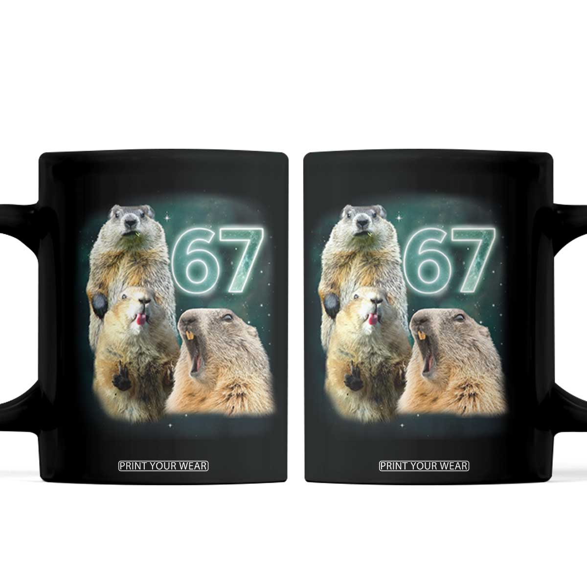 67 Meme Groundhog Coffee Mug Howling At The Moon Funny Six Seven Meme Ground Hog Day TS10 Black Print Your Wear