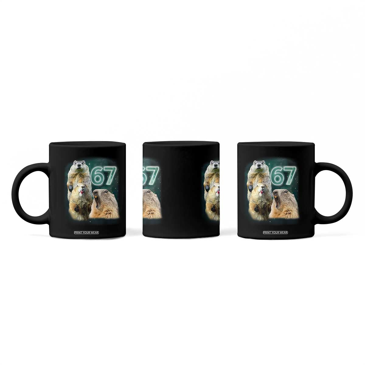 67 Meme Groundhog Coffee Mug Howling At The Moon Funny Six Seven Meme Ground Hog Day TS10 Print Your Wear