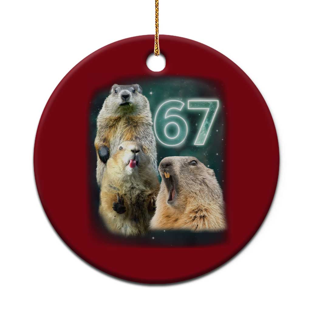 67 Meme Groundhog Ceramic Ornament Howling At The Moon Funny Six Seven Meme Ground Hog Day TS10 1pc Red Print Your Wear