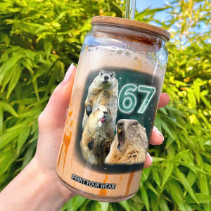 67 Meme Groundhog Glass Can Howling At The Moon Funny Six Seven Meme Ground Hog Day TS10 Black Print Your Wear