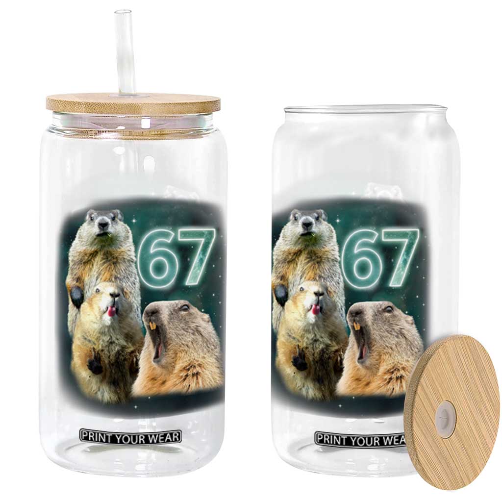 67 Meme Groundhog Glass Can Howling At The Moon Funny Six Seven Meme Ground Hog Day TS10 Print Your Wear