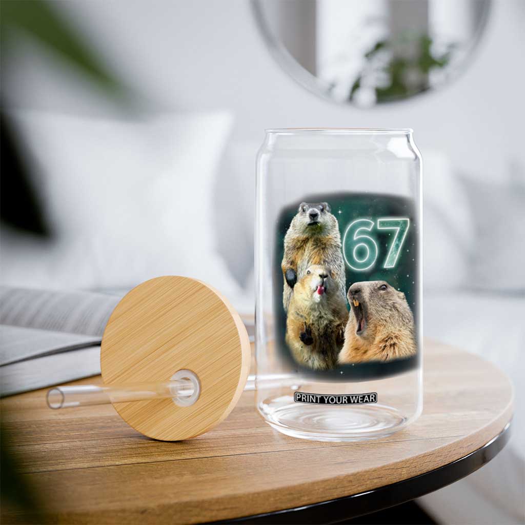 67 Meme Groundhog Glass Can Howling At The Moon Funny Six Seven Meme Ground Hog Day TS10 Print Your Wear