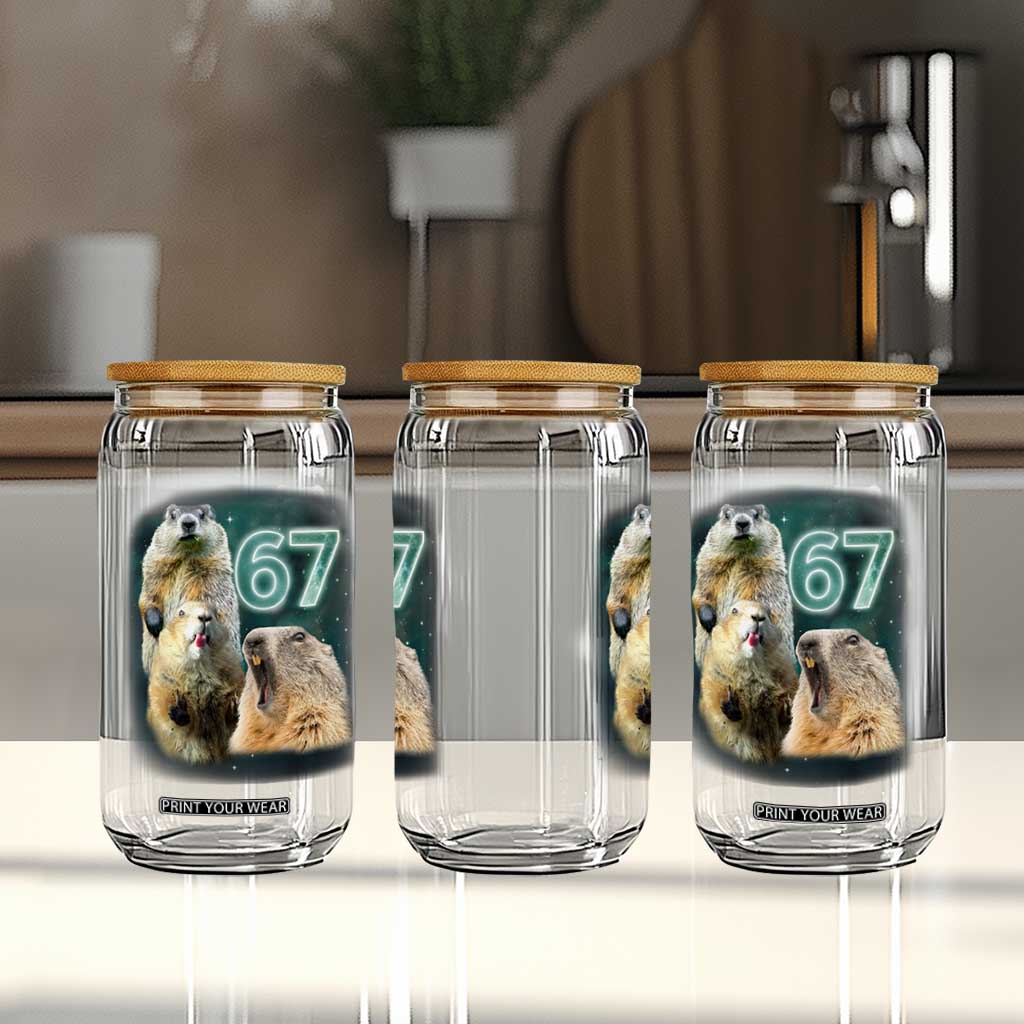 67 Meme Groundhog Glass Can Howling At The Moon Funny Six Seven Meme Ground Hog Day TS10 Print Your Wear