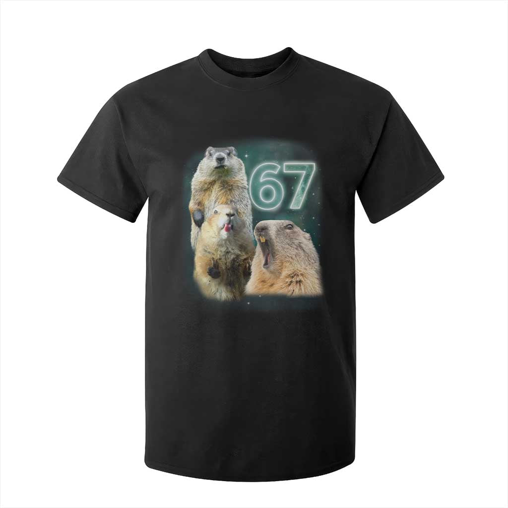 67 Meme Groundhog T Shirt For Kid Howling At The Moon Funny Six Seven Meme Ground Hog Day TS10 Black Print Your Wear