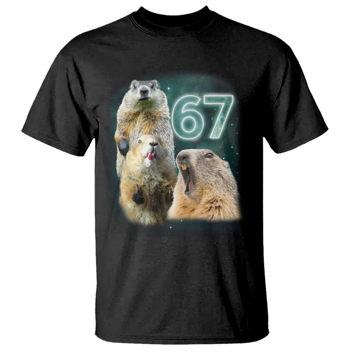 67 Meme Groundhog T Shirt Howling At The Moon Funny Six Seven Meme Ground Hog Day TS10 Black Print Your Wear