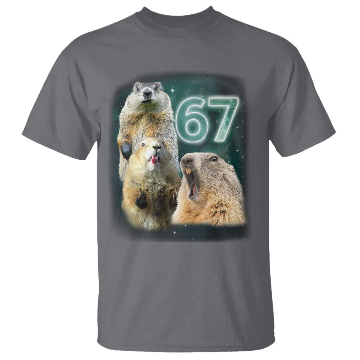 67 Meme Groundhog T Shirt Howling At The Moon Funny Six Seven Meme Ground Hog Day TS10 Charcoal Print Your Wear