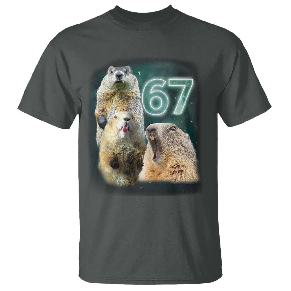 67 Meme Groundhog T Shirt Howling At The Moon Funny Six Seven Meme Ground Hog Day TS10 Dark Heather Print Your Wear