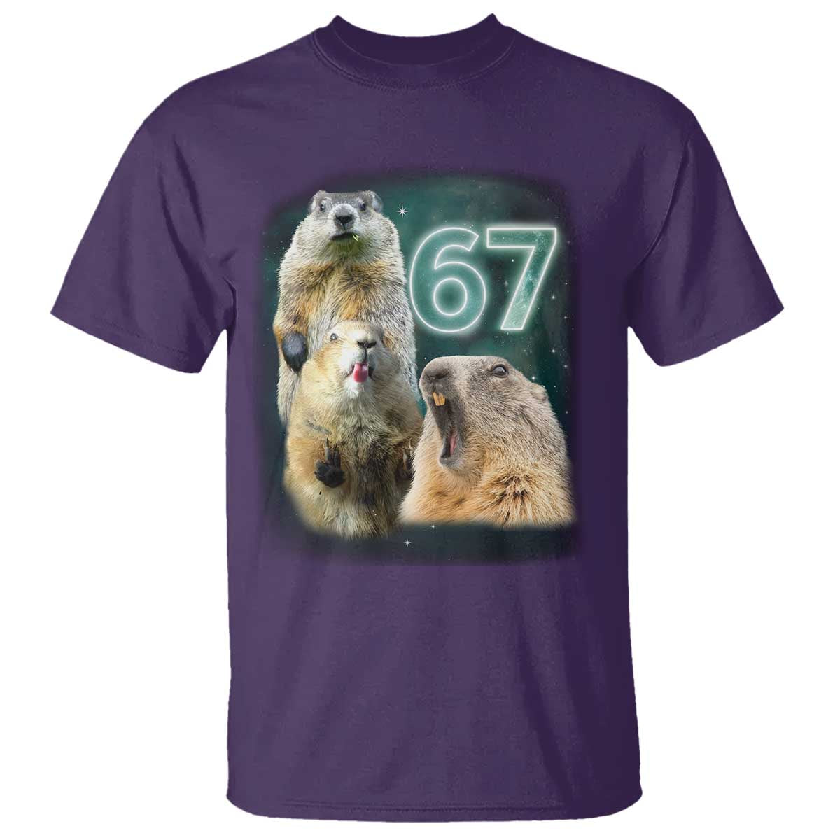 67 Meme Groundhog T Shirt Howling At The Moon Funny Six Seven Meme Ground Hog Day TS10 Purple Print Your Wear