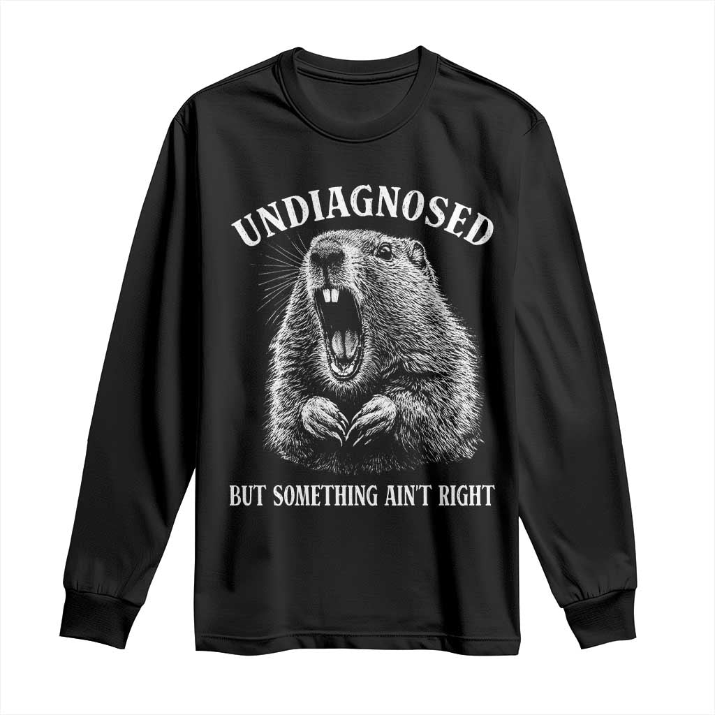 Funny Groundhog Meme Undiagnosed But Something Aint Right Long Sleeve Shirt TS10 Black Print Your Wear