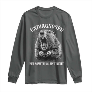 Funny Groundhog Meme Undiagnosed But Something Aint Right Long Sleeve Shirt TS10 Dark Heather Print Your Wear